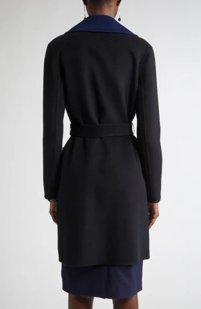 St John St. John Collection Two-tone Double Face Wool & Cashmere Coat In Black