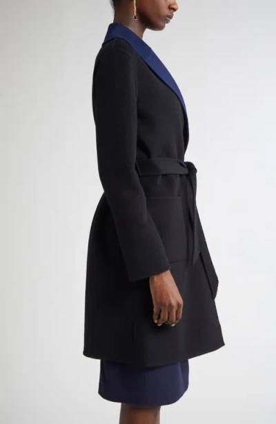 St John St. John Collection Two-tone Double Face Wool & Cashmere Coat In Black