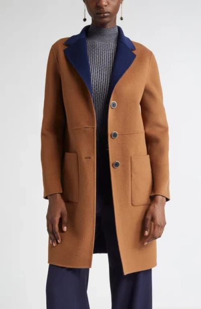 St John St. John Collection Two-tone Double Face Wool & Cashmere Coat In Brown