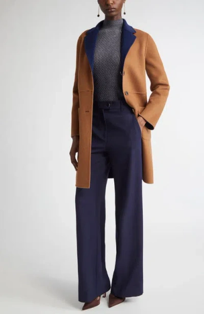 St John St. John Collection Two-tone Double Face Wool & Cashmere Coat In Brown