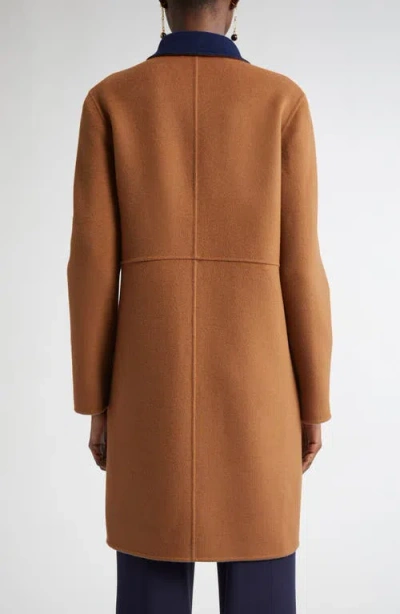 St John St. John Collection Two-tone Double Face Wool & Cashmere Coat In Brown