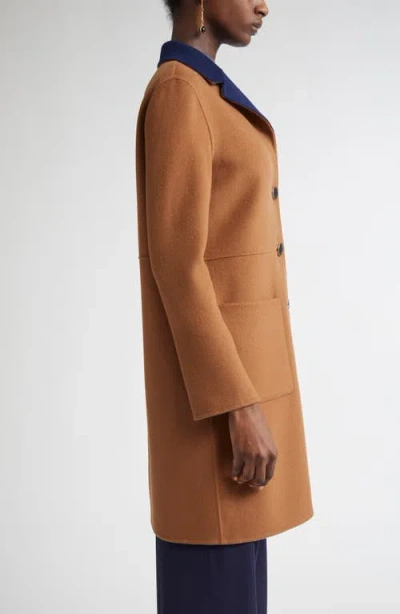St John St. John Collection Two-tone Double Face Wool & Cashmere Coat In Brown