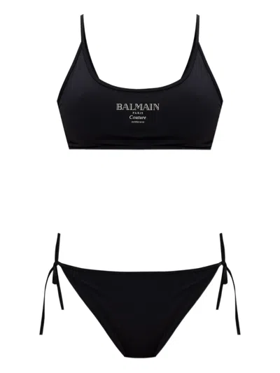 LOGO印花侧系带比基尼套装