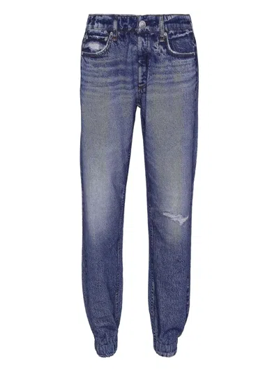 Rag & Bone Miramar Jogger Distressed Cuffed Jeans In Blue