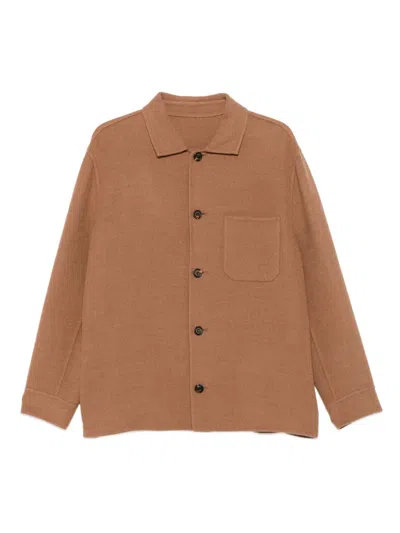 Eleventy Button-fastening Patch-pocket Jacket In Brown