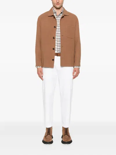 Eleventy Button-fastening Patch-pocket Jacket In Brown