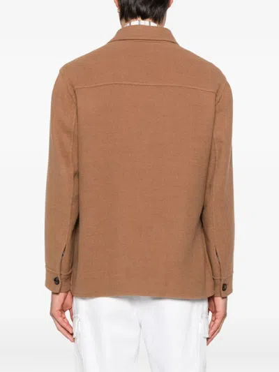 Eleventy Button-fastening Patch-pocket Jacket In Brown