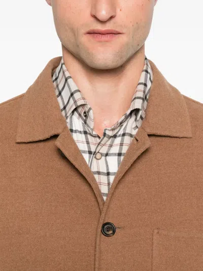 Eleventy Button-fastening Patch-pocket Jacket In Brown