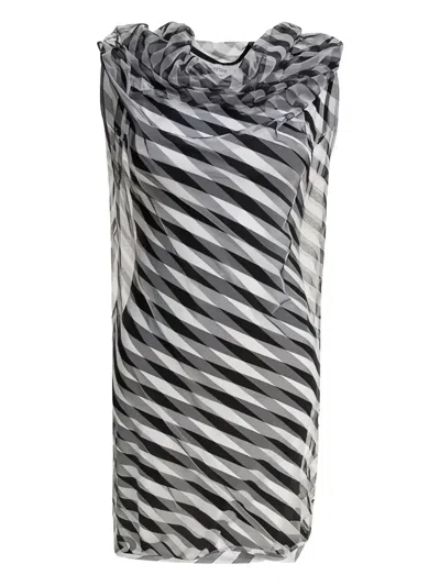 Max Mara Cowl-neck Striped Dress In Black