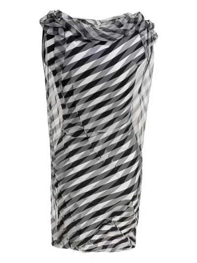 Max Mara Cowl-neck Striped Dress In Black