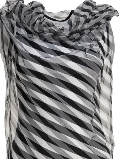 Max Mara Cowl-neck Striped Dress In Black