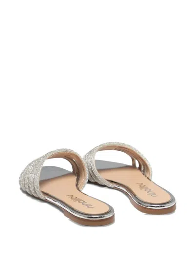 Ninalilou Silver Leather Sandals With Shimmering Straps In Silver