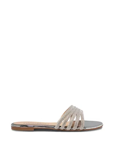 Ninalilou Silver Leather Sandals With Shimmering Straps In Silver
