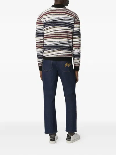 Missoni Langarm-poloshirt Mit Reissverschluss Und Gestreiftem Zickzack In Multi