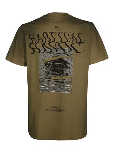 Iso.poetism Ribbed-neckline Maxi-print T-shirt In Brown