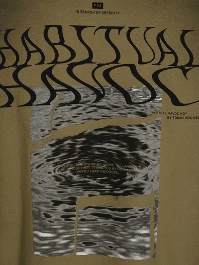 Iso.poetism Ribbed-neckline Maxi-print T-shirt In Brown