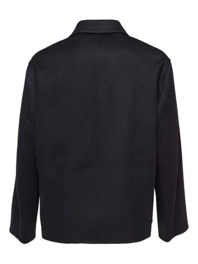 Jil Sander Midnight Blue Gabardine Jacket In Black