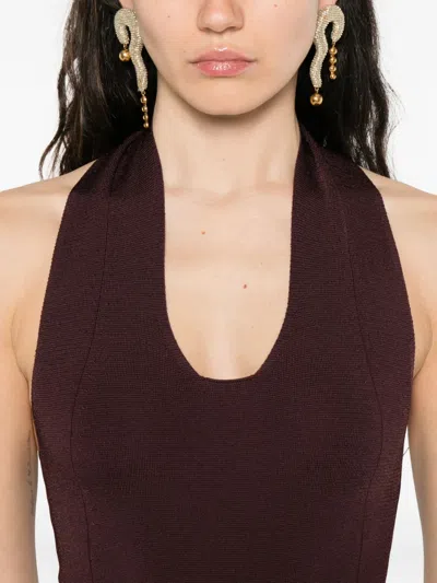 Khaite Toto Stretch-knit Halterneck Bodysuit In Brown