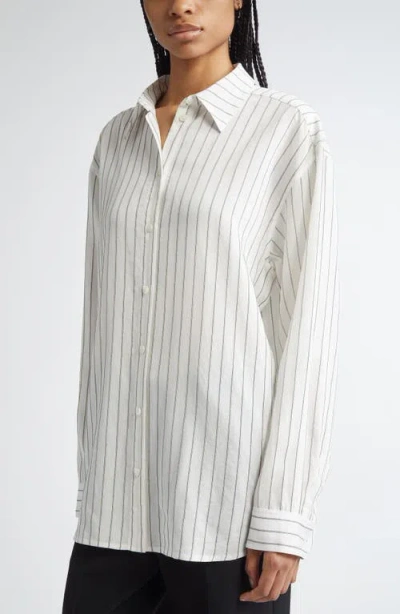 Totême Toteme Classic Stripe Button-up Shirt In White