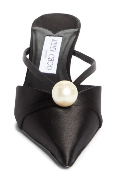 Jimmy Choo Pointed Toe Kitten Heel Sandals With Pearl Embellishment In Multi