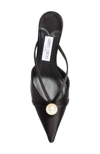 Jimmy Choo Pointed Toe Kitten Heel Sandals With Pearl Embellishment In Multi