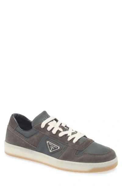 Prada Sneakers Downtown In Re-nylon And Gray Suede In Metallic