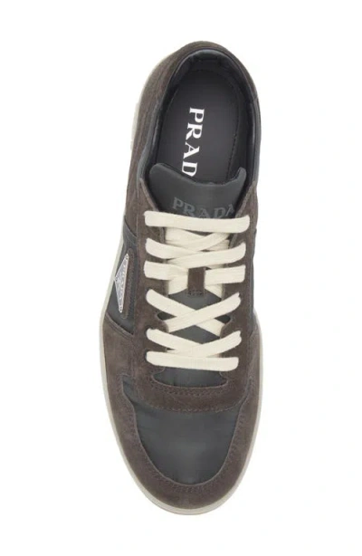 Prada Sneakers Downtown In Re-nylon And Gray Suede In Metallic