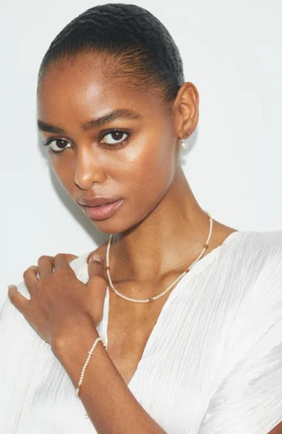 Tory Burch Kira Pearl Bracelet In White