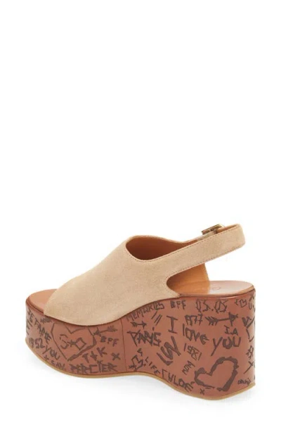 Chloé Maxime Suede Platform Wedge Sandals In Brown
