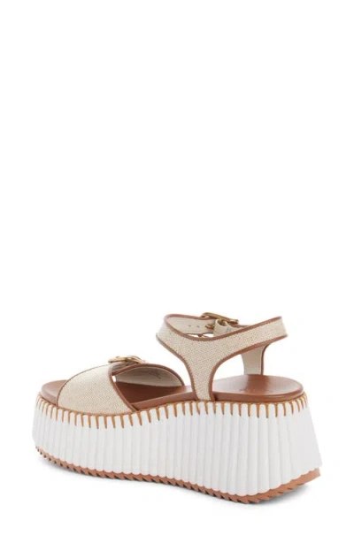 Chloé Nama Canvas Platform Sandals In White