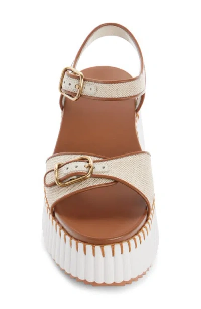 Chloé Nama Canvas Platform Sandals In White
