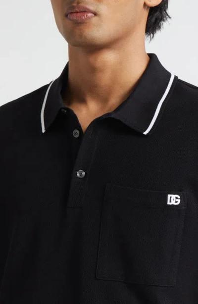 Dolce & Gabbana Cotton Pique Polo In Black