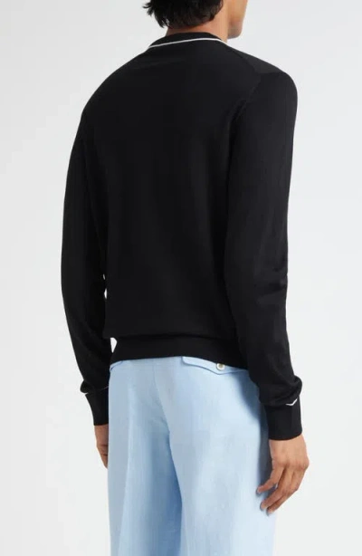 Dolce & Gabbana Logo Crew Neck Sweater With Contrasting Trims In Black