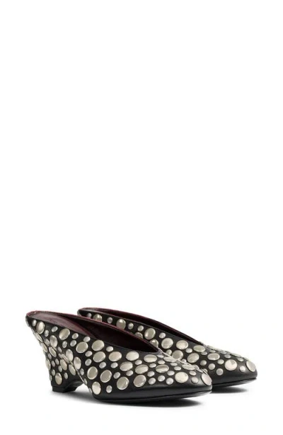 Khaite Cloak 75 Studded Leather Wedge Mules In Black