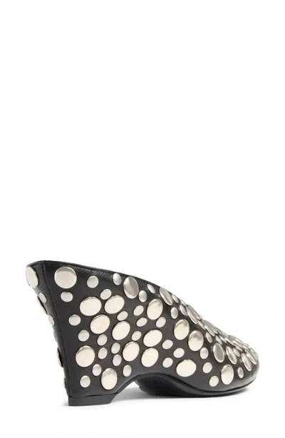 Khaite Cloak 75 Studded Leather Wedge Mules In Black