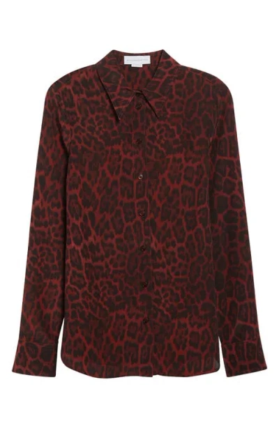Stella Mccartney Leopard-print Silk Button-down Shirt In Red