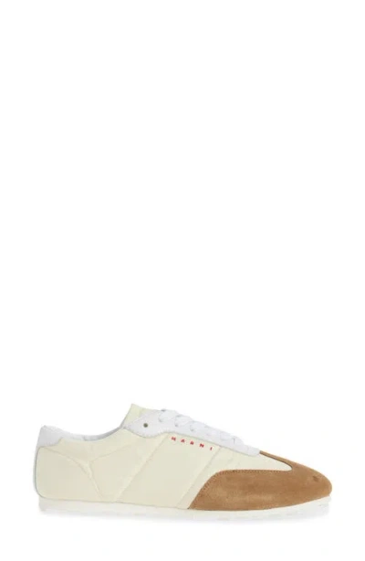 Marni Softy Soccer Suede-detail Leather Sneakers In White