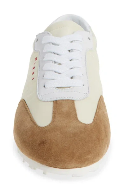 Marni Softy Soccer Suede-detail Leather Sneakers In White