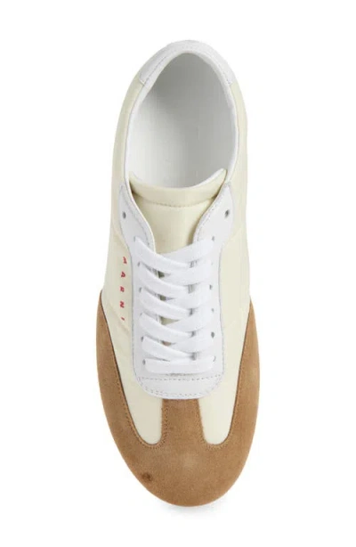 Marni Softy Soccer Suede-detail Leather Sneakers In White