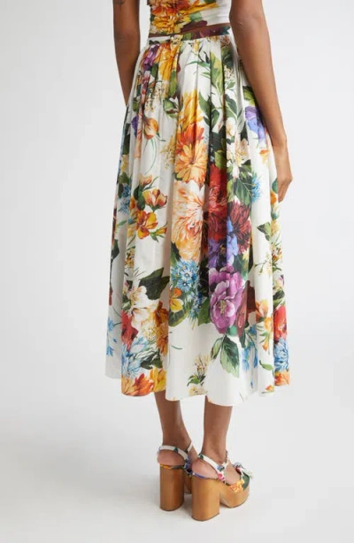 Dolce & Gabbana Flower-bouquet Print Midi Skirt In Multi