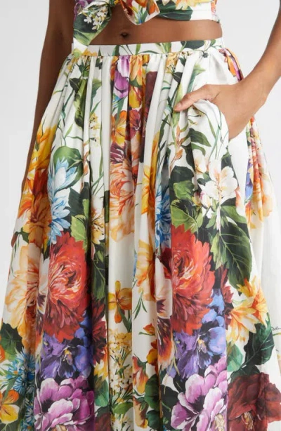 Dolce & Gabbana Flower-bouquet Print Midi Skirt In Multi