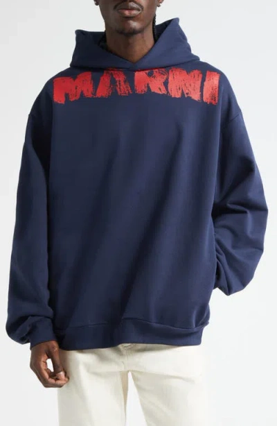 Marni Sweatshirt With Maxi Logo Print In Blue