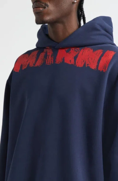 Marni Sweatshirt With Maxi Logo Print In Blue