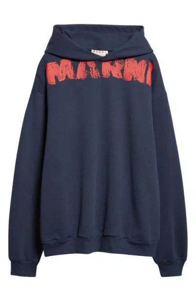 Marni Sweatshirt With Maxi Logo Print In Blue