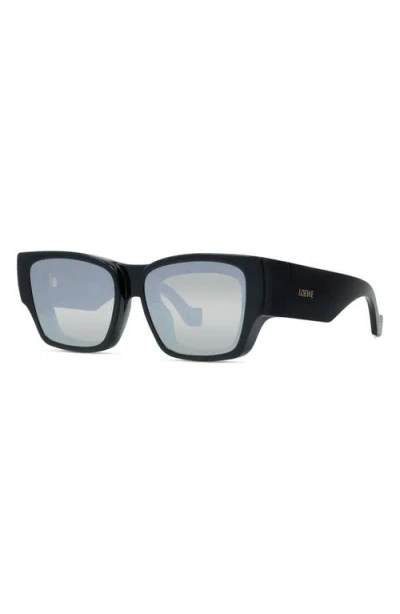 Loewe Signature 56mm Rectangular Sunglasses In Black