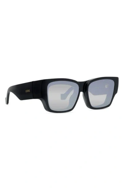Loewe Signature 56mm Rectangular Sunglasses In Black