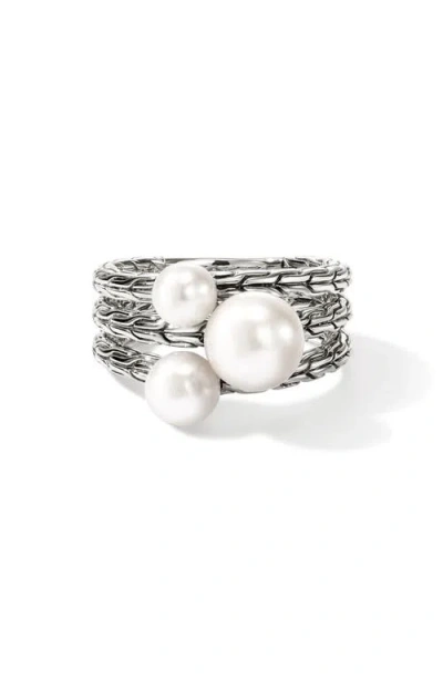John Hardy Jh Essentials Pearl Three Row Ring In Metallic