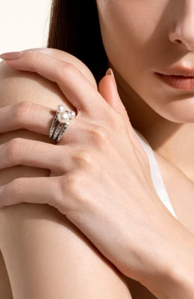 John Hardy Jh Essentials Pearl Three Row Ring In Metallic