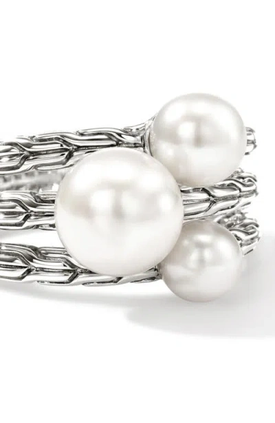 John Hardy Jh Essentials Pearl Three Row Ring In Metallic