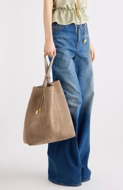 Chloé Spin Suede Large Tote In Gray